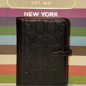 NWOT Vintage Coach embossed black leather photo album or planner cover